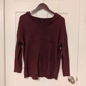 American Eagle - Maroon Knit Sweater Hoodie